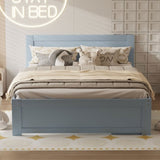 Full Size Platform Bed With Drawer And Two Shelves, Gray N709P214183E