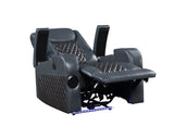 ZUN ACME Alair Power Motion Recliner w/Bluetooth Speaker & Cooling Cup Holder, Blue & Black Leather Aire LV02459