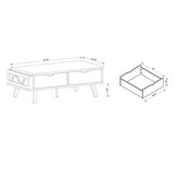 Antique Wooden Livingroom Coffee Table with Two Storage Drawers, Distressed Grey & Black B107P222506