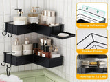 2-Pack Drill-Free Adhesive Corner Shower Caddy Organizer with Soap Holder and 4 Hooks 05896946