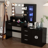 Large Makeup Vanity with Lights, Vanity Table with Charging Station, Vanity Desk with Mirror and 10 34862814