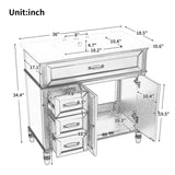 ZUN 36" Bathroom Vanity with Sink, Black Bathroom Cabinet with Drawers, Solid Frame and MDF Board, One N725P195410B