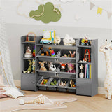 Gray Multi-Functional Kids Storage Shelf - Toy OrganizerBookcase, 56"x12"x39", Anti-Toppling, 74838693