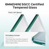 43 in. W * 58 in. H Frameless Folding Shower Doors for Bathtub, 1/4" Thick SGCC Tempered Glass W1552P173134