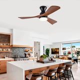 Hot sales 42 Inch Black Ceiling Fan with Lights Flush Mount Ceiling Fan with Remote Control, ABS W2991P338640