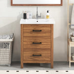 ZUN 24'' Bathroom Vanity with Ceramic Basin Sink, Modern Bathroom Storage Cabinet with 3 Drawers, 44777655