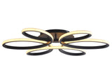 23 inch Modern LED Ceiling Light, 6 Rings Flower Flush Mount Light Fixture with Remote Control Black W5008P467008