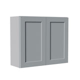 Gray Shaker Solid Wood Wall Cabinet with Soft-Close Doors, Adjustable Shelves - 36" Double Door T2950P479301