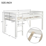 ZUN Twin Wood Loft Bed Low Loft Beds with Ladder,Twin,White WF286816AAK