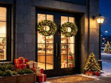 24in Pre-Lit Christmas Wreath with 50 Warm White LED Lights, 10 Natural Pine Cones, 143 Branch Tips, 28992933