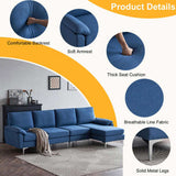 280 *140 *86cm L-Shaped Glossy With Iron Legs 4-Seater Indoor Modular Sofa Blue 39637308