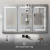 ZUN [FCH] LED Bathroom Wall Cabinet, 3 Door Bathroom Mirror Cabinet, white 13234989