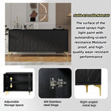 60" Sideboard Buffet Cabinet Handleless Press-to-Open Design,Carved Credenza Storage Cabinet with 4 W2696P279985