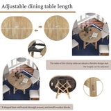 Farmhouse Round Extendable Dining Table with 16" Leaf Wood Kitchen Table 08336730