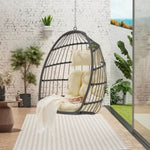 ZUN Outdoor Garden Rattan Egg Swing Chair Hanging Chair Wood W874107308