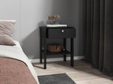 Nightstand, 1 Drawer, 1 Shelf, 4 Legs, Black Wengue B097P369428