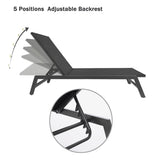 ZUN NEW Outdoor 2-Pcs Set Chaise Lounge Chairs,Five-Position Adjustable Aluminum Recliner,All Weather W419P147376