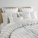 Cotton Printed Comforter Set with Chenille White/Navy Full/Queen B035128793
