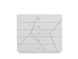 Manhattan Chest Lacquer Finish with Geometric Design and Spacious Drawers for Modern Storage White G150108681