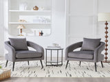 Modern Upholstered Velvet Open Back Accent Chair Barrel Dining Chair with Metal Legs, Cozy Round W3118P312816