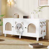 Furniture Style Cat Cabinet Cream white Cat litter box With Sisal scratching door Cat friendly N843P252373C