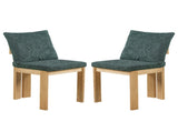Indoor Boucle Dining Chair Set of 2, Rubber Wood Frame, Plush Green Boucle Seating, 250lbs Weight N779P379862G