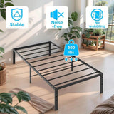 Black Twin Size Simple Basic Platform Metal Bed Frame - 14 Inch Bed Height 17683772