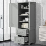 ZUN Tall Bathroom Storage Cabinet, Freestanding Storage Cabinet with Two Drawers and Adjustable Shelf, WF312728AAE