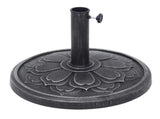 27 lbs. Lotus Design Umbrella Base Outdoor Market Umbrella Stand in Antique Silver 12709519