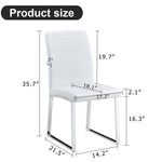 ZUN Set of 2 dining white dining chair set, PU material high backrest seats and sturdy leg W1151134523