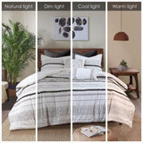 Cotton Printed Comforter Set with Trims Black/White Full/Queen B03596416