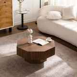 30.51 inch Coffee table Wooden Octagonal-Shaped for Living Room Walnut Suitable for Bedroom, Living W3081P315308