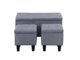 Large Storage Ottoman Bench Set, 3 in 1 Combination Ottoman, Tufted Ottoman Linen Bench for W142063971