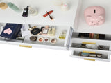 Large Vanity Set with 9 LED Bulbs, Makeup Table with Cushioned Stool, 3 Storage Shelves 4 Drawers, 99526717
