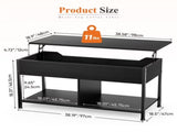 Lift Top Coffee Table with Storage 39" Center Table with Hidden Compartment & 2 Shelves Farmhouse, 60412506