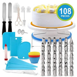 ZUN Aluminium Cake Decorating Kits Supplies,108Pcs Cake Decorating Supplies Kit Revolving Cake Table 26749383