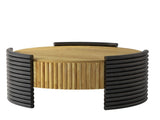 31.50" Modern Colorblocked Striped Coffee Table with Flip Top Storage Coffee Table - Natural Wood W757P383553