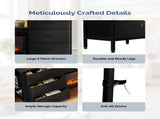 Black Embossed Fireplace TV Stand with 18 Inch Insert & 6 Fabric Drawers, RGB Lights, Industrial 47106133