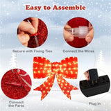 37" Christmas Bow Decoration 150 Warm LEDs, Red Fabric, Weatherproof, 2 Hanging Rings, Easy 91380992