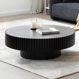 ZUN BLACK MDF coffee table 39.37inch Modern Handcraft Drum Coffee Table Round Wood Coffee Table for W876P188695