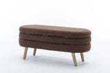 036-Boucle Fabric Storage Bench Bedroom Bench With Wood Legs For Living Room Bedroom Indoor,Brown W527121996
