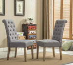 ZUN Habit Solid Wood Tufted Parsons Dining Chair, Set of 2, Grey T2574P164543