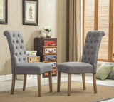 ZUN Habit Solid Wood Tufted Parsons Dining Chair, Set of 2, Grey T2574P164543