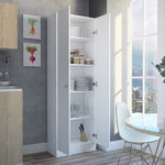 ZUN Multistorage Pantry Cabinet, Five Shelves, Double Door Cabinet -White B20091965