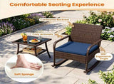 3-Piece PE Wicker Patio Rocking Chair Set, Ergonomic Rocking Bistro Set with 2-Tier Side Table & 83144251