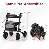 308lbs Foldable Rolling Walker 9" All-Terrain Tires, 7-Level Height , Wide Seat, 36704392