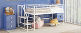 Mid Loft Bed with Storage stairs, Twin, White MF323325AAK