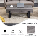 ZUN 47.2"x23.6" Black and Grey texture sticker MDF Coffee Table.Grey texture sticker,Black metal leg W1512P245690