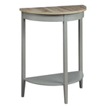 ZUN Grey Oak and Grey Half Moon Console Table with Bottom Shelf B062P181397