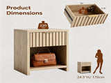 () 1 Drawer 1 Shelf Honeycomb Board MDF Bedside Table 20*15*24.5in Light Gray 25841900